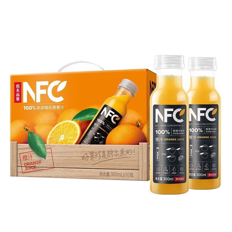 PLUS会员：NONGFU SPRING 农夫山泉 NFC果汁 橙汁300ml*10瓶 81.8元