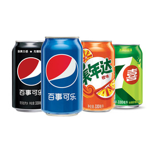 Pepsi百事可乐无糖7喜美年达碳酸饮料多口味330ml*18多口味