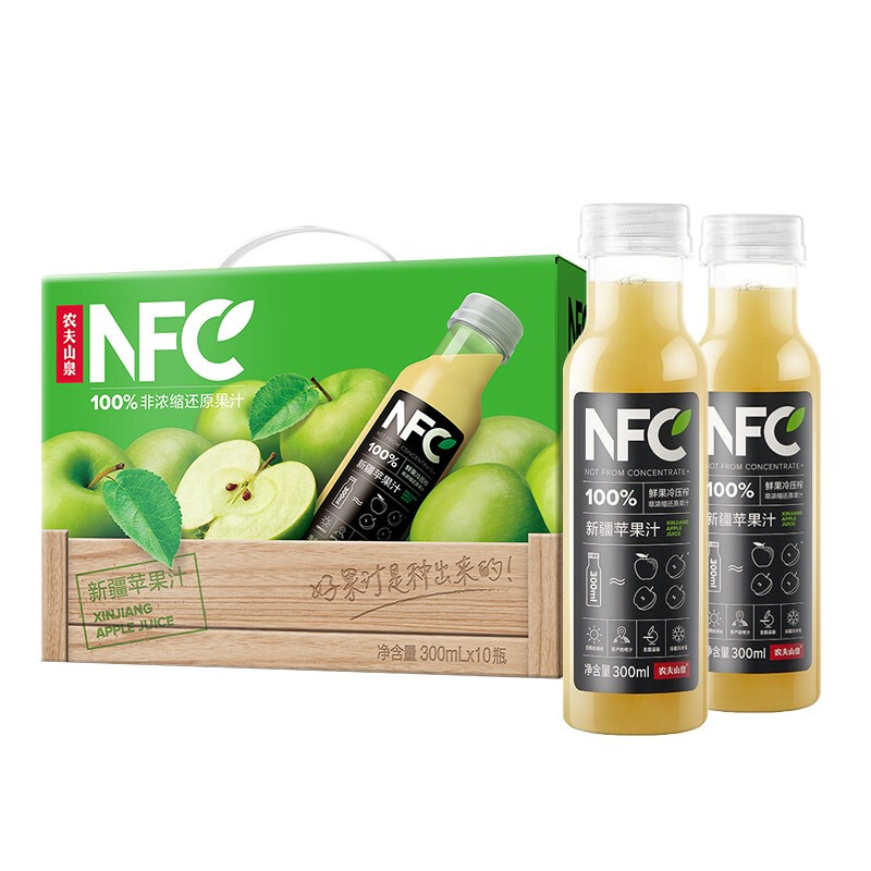 NONGFU SPRING 农夫山泉 NFC果汁饮料 新疆苹果汁 300ml*10瓶 54.9元
