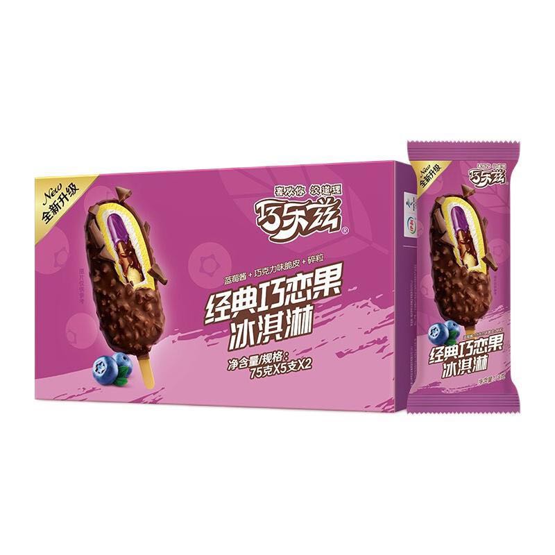 yili 伊利 巧乐兹 经典巧恋果蓝莓酱巧克力冰淇淋 75g*10支/盒 129.5元