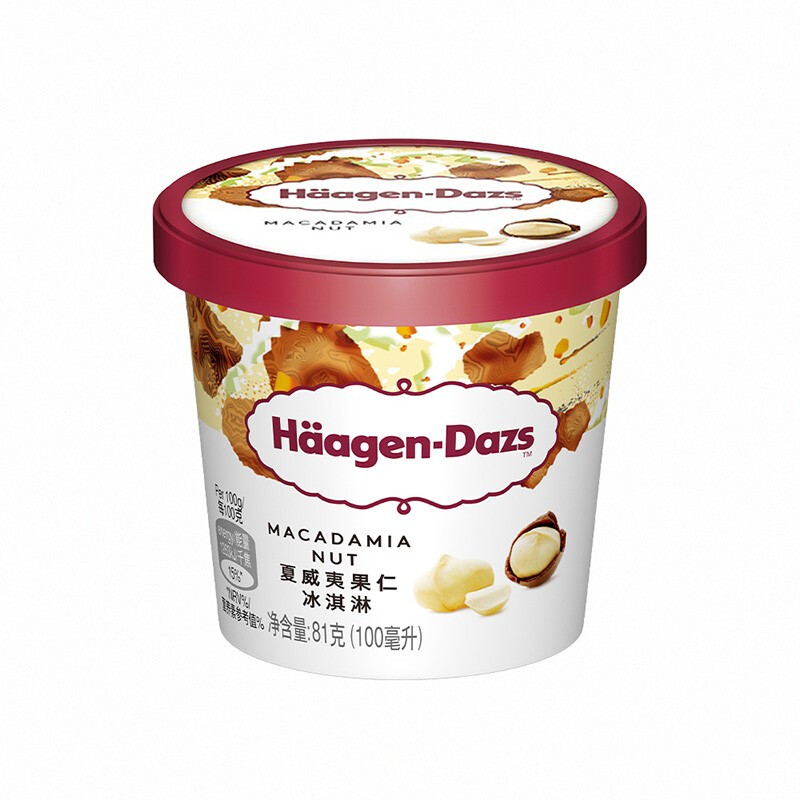Häagen·Dazs 哈根达斯 夏威夷果仁冰淇淋 81g 16.64元