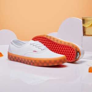 限尺码：VANS 范斯 Authentic 橙白棋盘格 中性运动板鞋 VN0A5KRDAVE