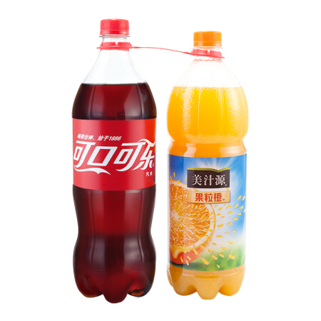 Coca-Cola 可口可乐 汽水+美汁源 果粒橙 果汁 1.25L*2 混合装 8.4元