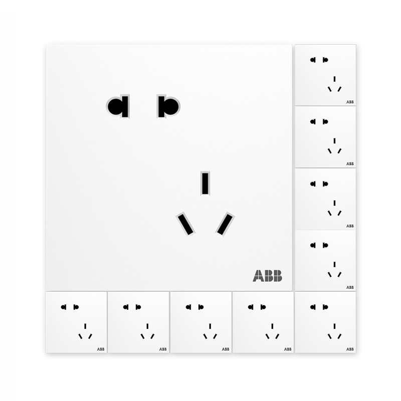 ABB 盈致系列 白色 错位斜五孔插座十只装 5.8元