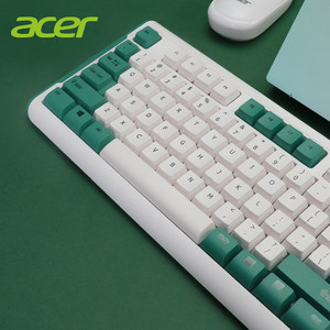 acer 宏碁 拼色机械手感键盘鼠标有线 抹茶绿