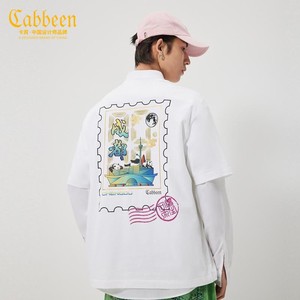 百亿补贴：Cabbeen 卡宾 商场同款卡宾男装白色t恤夏新款国风短袖宽松情侣3222132158