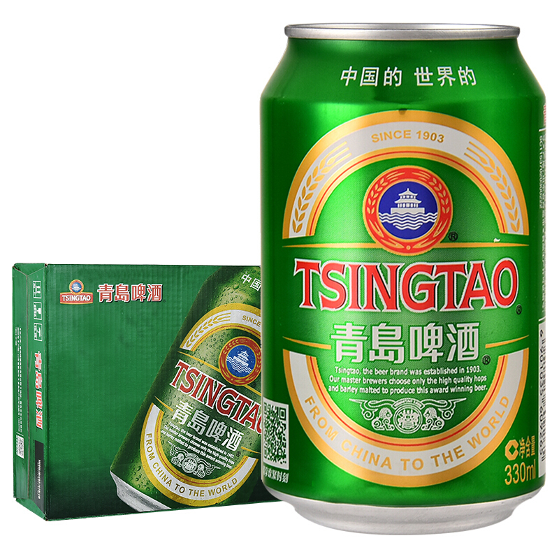 TSINGTAO 青岛啤酒 经典 330mL 24罐新日期+苏打水苹果味380ml*6瓶 81.5元
