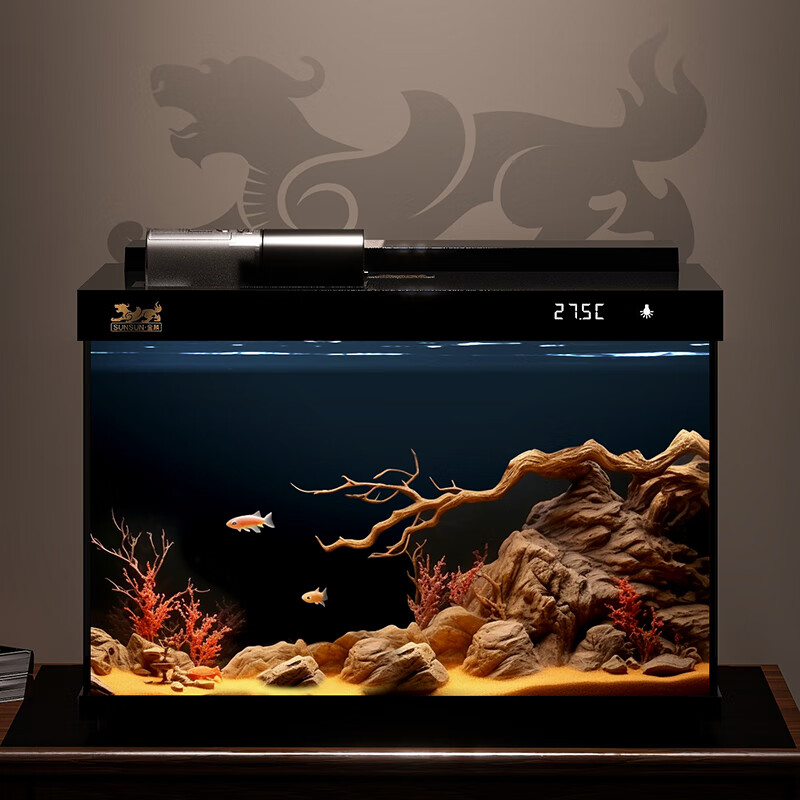 SUNSUN 森森 金麟超白玻璃鱼缸客厅小型懒人鱼缸LE-380B家用水族箱生态金鱼缸 292元