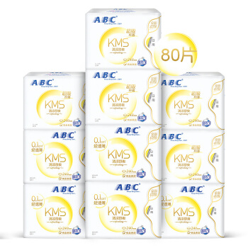 ABC KMS棉柔系列卫生巾 全日用10包80片（轻透薄240mm+纤薄240mm） 37元