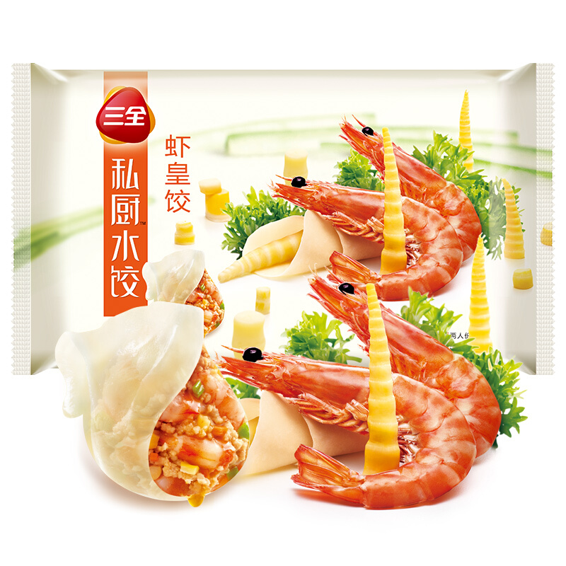三全 私厨 虾皇饺 600g（买1赠1份609g龙凤玉米水饺） 22.66元