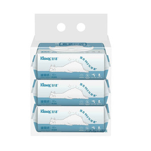 Kleenex 舒洁 湿厕纸羊驼湿厕纸家庭装80片*3包（240片）清洁湿纸巾 擦走细菌
