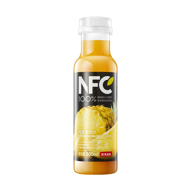 NONGFU SPRING 农夫山泉 NFC果汁饮料（冷藏型） 100%鲜果压榨凤梨混合汁 300ml*4瓶 19.07元