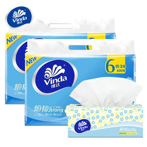 Vinda 维达 细手纸餐巾自然无香卫生纸巾 6包100抽 12包100抽