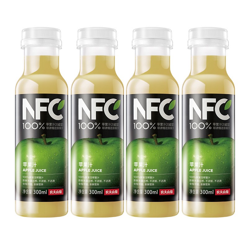 NONGFU SPRING 农夫山泉 NFC果汁饮料（冷藏型）100%鲜果压榨苹果汁 300ml*4瓶 20.74元