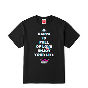 Kappa 卡帕 现实悦镜短袖男字母印花T恤休闲圆领运动半袖K0C32TD15D