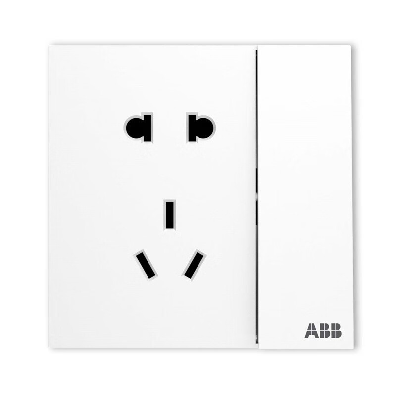 ABB 盈致系列 白色 五孔带开关（可单独控制灯）*五只 11.6元