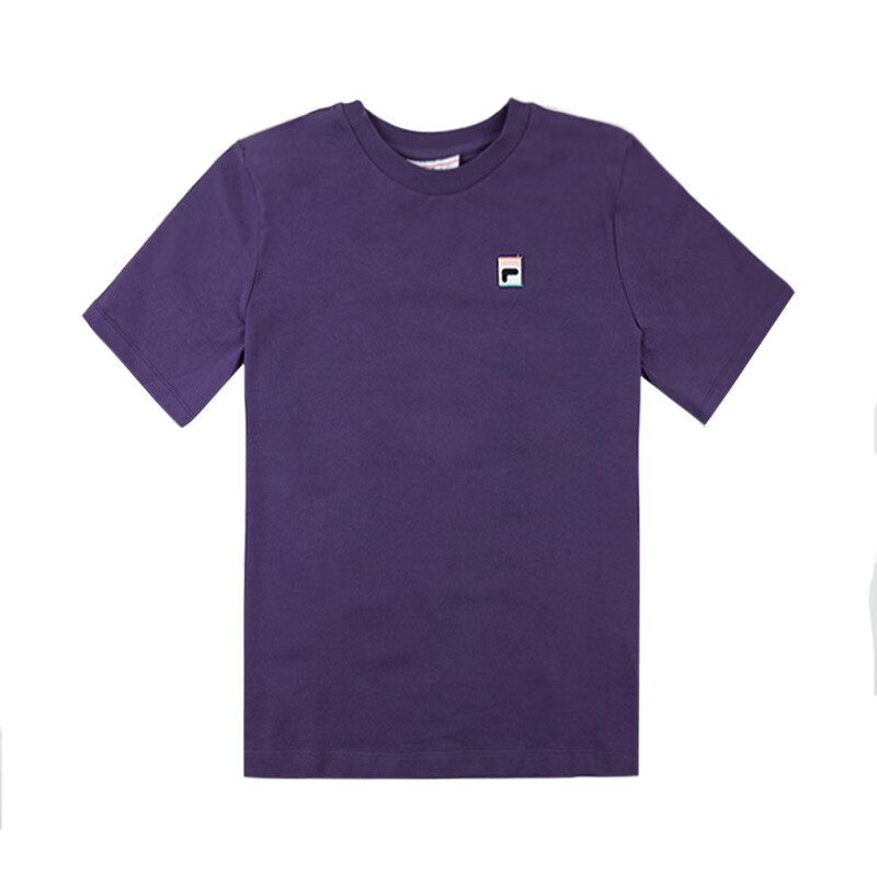 FILA 斐乐 经典简约圆领短袖T恤 紫色1383812-GOTHIC GRAPE-M 96元