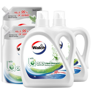 Walch 威露士 洗衣液18.5斤松木香清可新（3L瓶+2.25L+2L袋x2）除菌除螨除霉味