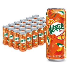 百事可乐美年达橙味汽水碳酸饮料细长罐330ml*24罐整箱包装随机