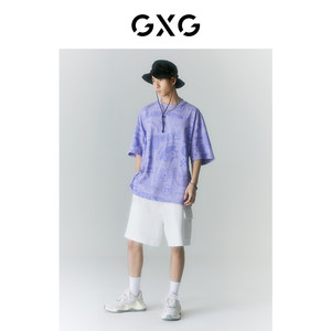 GXG男装 商场同款海滨冲浪系列圆领短袖T恤 2022年夏季新品