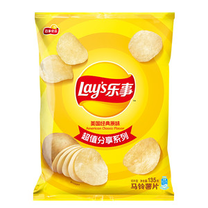 Lay's 乐事 薯片 美国经典原味 135克 休闲零食 膨化零食
