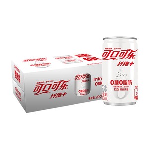Coca-Cola 可口可乐 纤维+无糖零热量 汽水 碳酸饮料 200ml*12罐