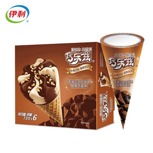 伊利 巧乐兹 香草巧克力口味 脆皮甜筒冰淇淋 73g*6支/盒