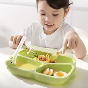babycare宝宝餐盘婴儿吸盘式硅胶吸附分格碗辅食自主进食儿童餐具